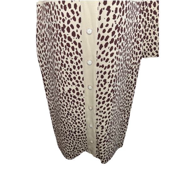 NWT Lily and Taylor Tan Spotted Dress Decorative Buttons Women’s Size Large - Picture 3 of 12